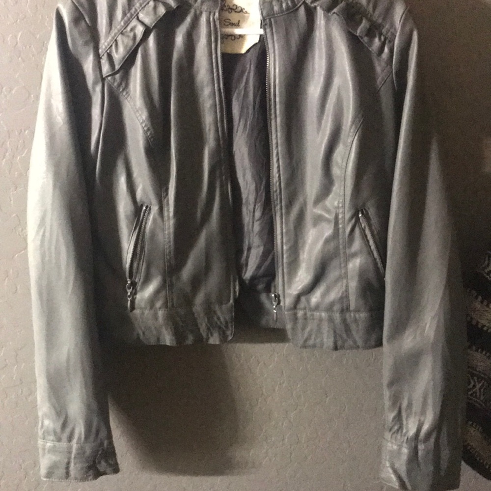 Grey leather jacket
